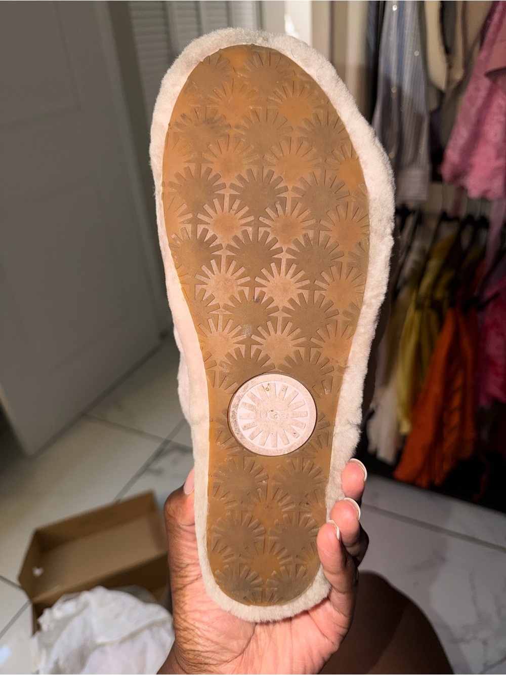 UGG Pink Fluff Slide Sandals - Picture 3 of 5